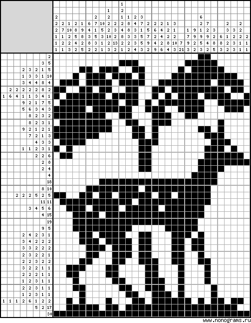 Black and white Japanese crossword «Fawn»
