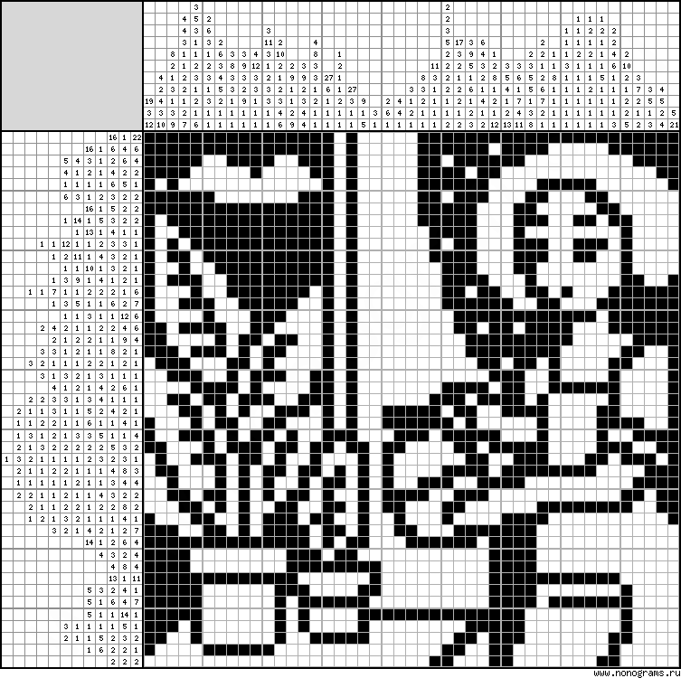 Black white Japanese crossword Flowers on the windowsill Black white Japanese crossword Flowers on the windowsill