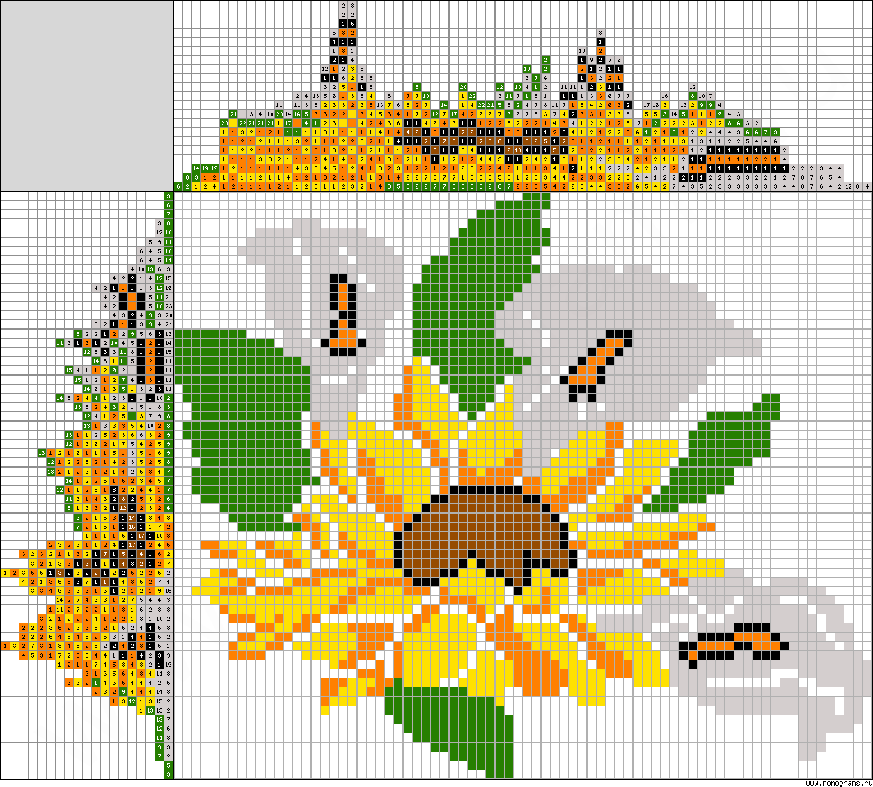 Colour Japanese crossword «Flower composition»