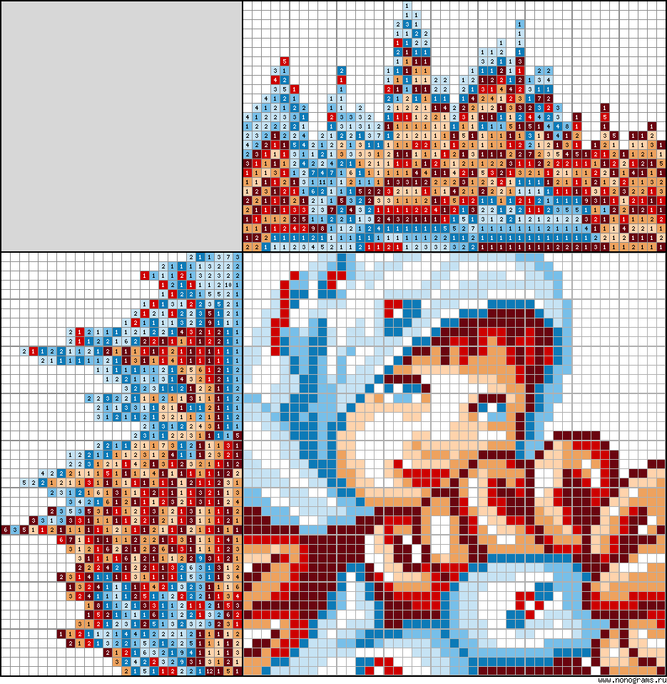 Colour Japanese crossword «Girl with bagels»