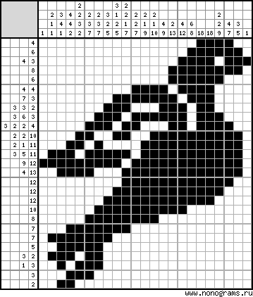 Black & white Japanese crossword «Dove»