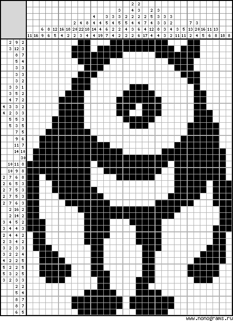 Black & white Japanese crossword «Monsters corporation. Mike Wazowski»