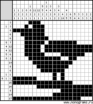 Black & white Japanese crossword «Bird»