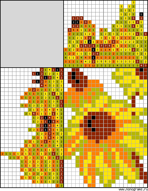 Colour Japanese crossword «Autumn flowers»