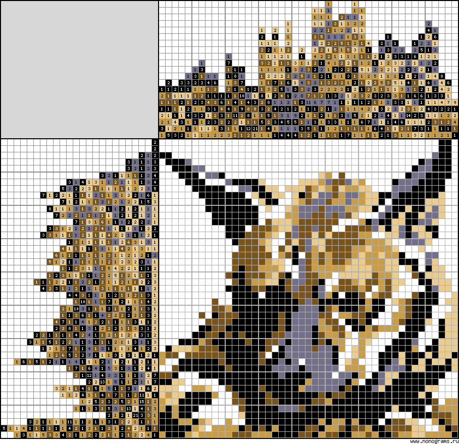 Colour Japanese crossword «Striped Hyena»