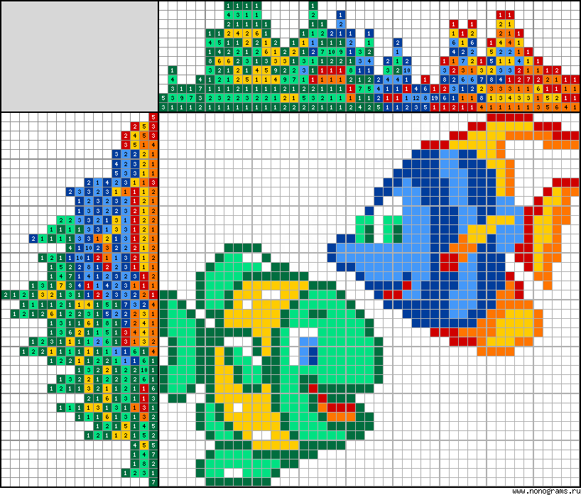 Colour Japanese crossword «Fish»