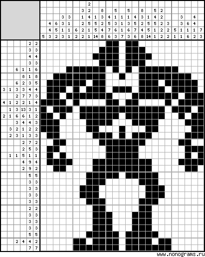 Black & white Japanese crossword «Robot»