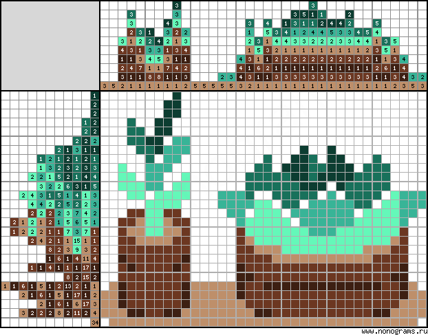 Colour Japanese crossword «Succulents»