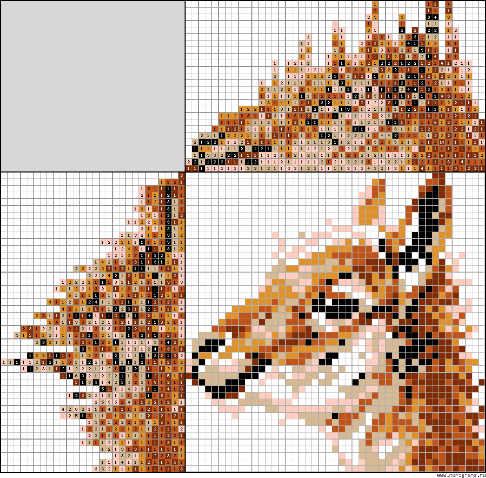 Colour Japanese crossword «Vicuña»