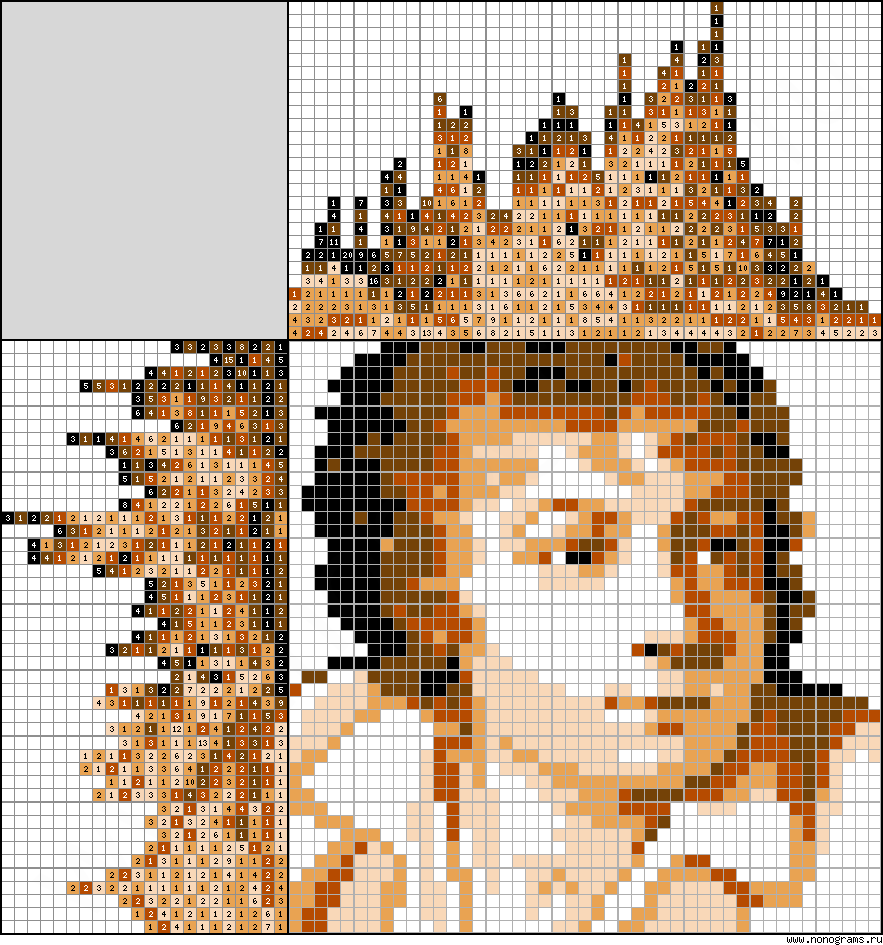 Colour Japanese crossword «Painting and Music (Portrait of the Artist′s